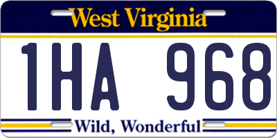 WV license plate 1HA968