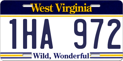 WV license plate 1HA972