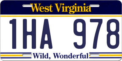 WV license plate 1HA978
