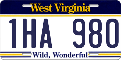 WV license plate 1HA980