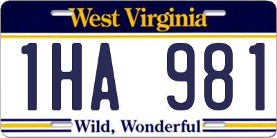 WV license plate 1HA981