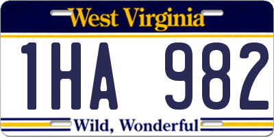 WV license plate 1HA982