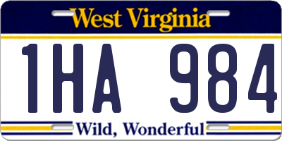 WV license plate 1HA984