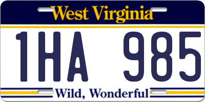 WV license plate 1HA985