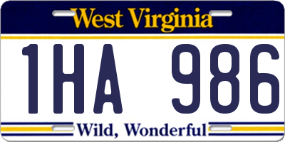 WV license plate 1HA986