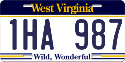 WV license plate 1HA987