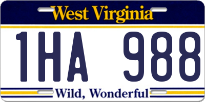 WV license plate 1HA988
