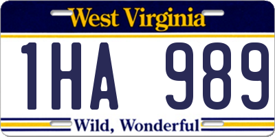 WV license plate 1HA989