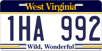 WV license plate 1HA992