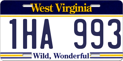 WV license plate 1HA993