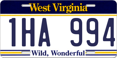 WV license plate 1HA994