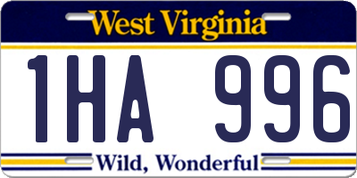 WV license plate 1HA996