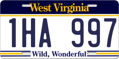 WV license plate 1HA997