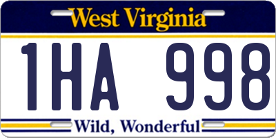 WV license plate 1HA998