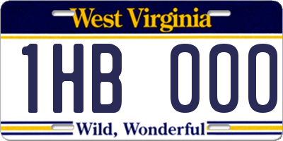 WV license plate 1HB000