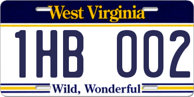 WV license plate 1HB002