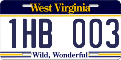 WV license plate 1HB003