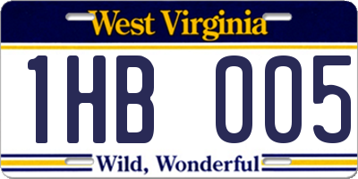 WV license plate 1HB005