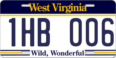 WV license plate 1HB006
