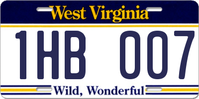 WV license plate 1HB007