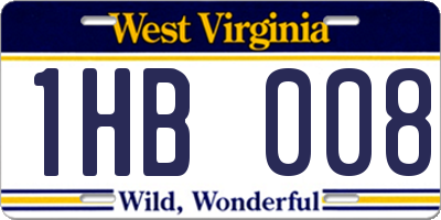 WV license plate 1HB008