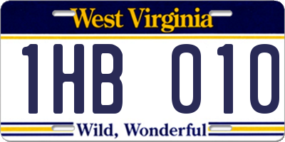 WV license plate 1HB010
