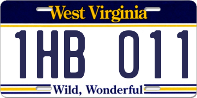 WV license plate 1HB011