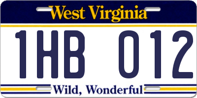 WV license plate 1HB012