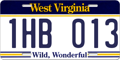 WV license plate 1HB013