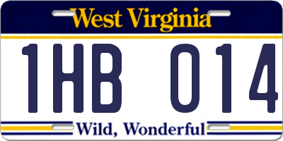 WV license plate 1HB014
