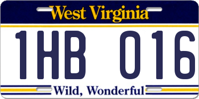 WV license plate 1HB016