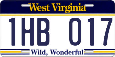 WV license plate 1HB017