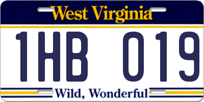 WV license plate 1HB019