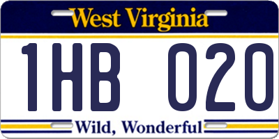 WV license plate 1HB020