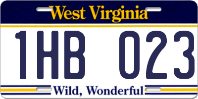 WV license plate 1HB023
