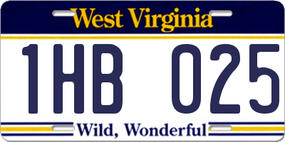 WV license plate 1HB025