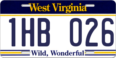 WV license plate 1HB026