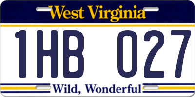 WV license plate 1HB027