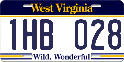 WV license plate 1HB028