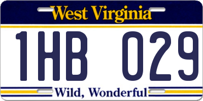 WV license plate 1HB029