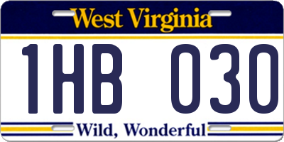 WV license plate 1HB030