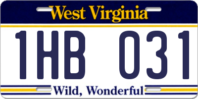 WV license plate 1HB031