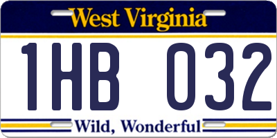 WV license plate 1HB032