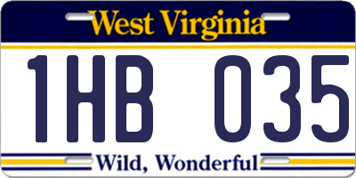WV license plate 1HB035