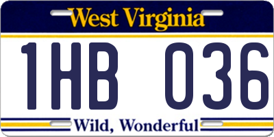 WV license plate 1HB036
