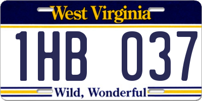 WV license plate 1HB037