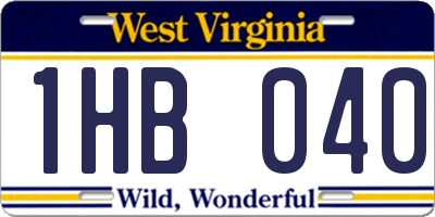 WV license plate 1HB040