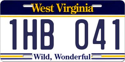 WV license plate 1HB041