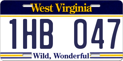 WV license plate 1HB047