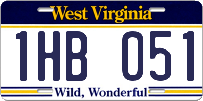 WV license plate 1HB051